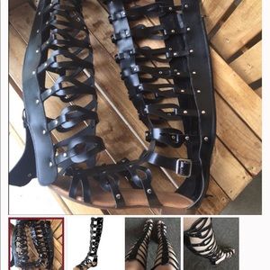 Black high gladiator sandals size 9